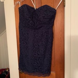 Formal, navy blue, lace dress